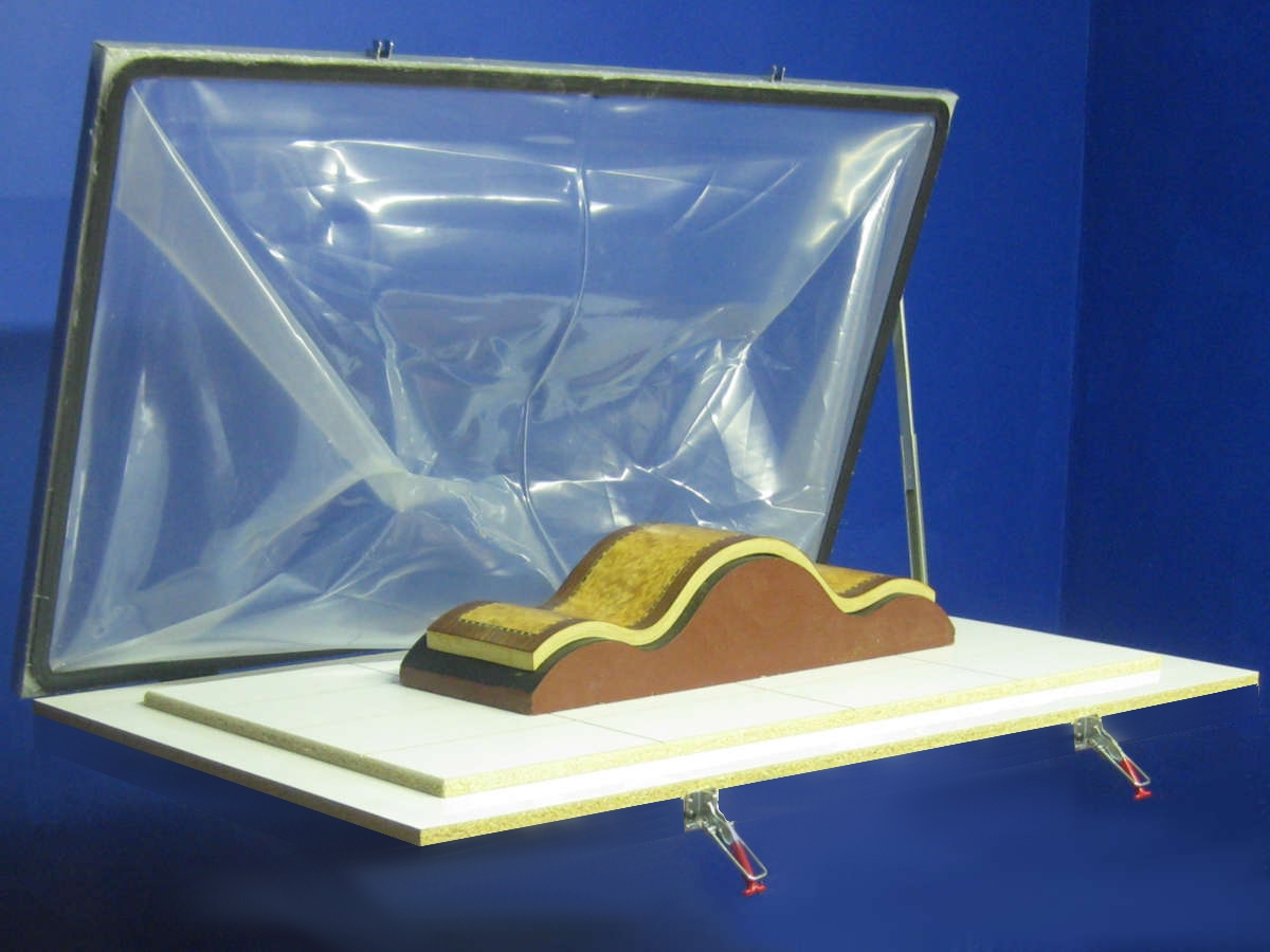 Vacuum flip top table frame press for veneering pressing